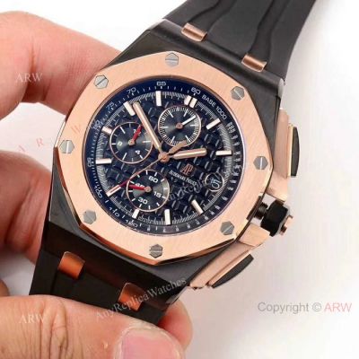 Fake Audemars Piguet Royal Oak Offshore Watch Black Case Rose Gold Bezel